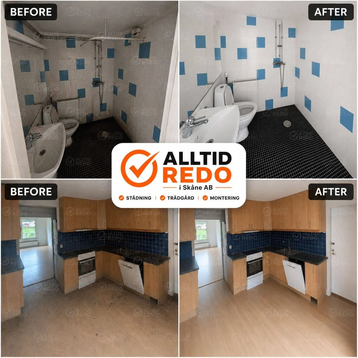 Badrum – före och efter, bilder från Alltid Redos arkiv