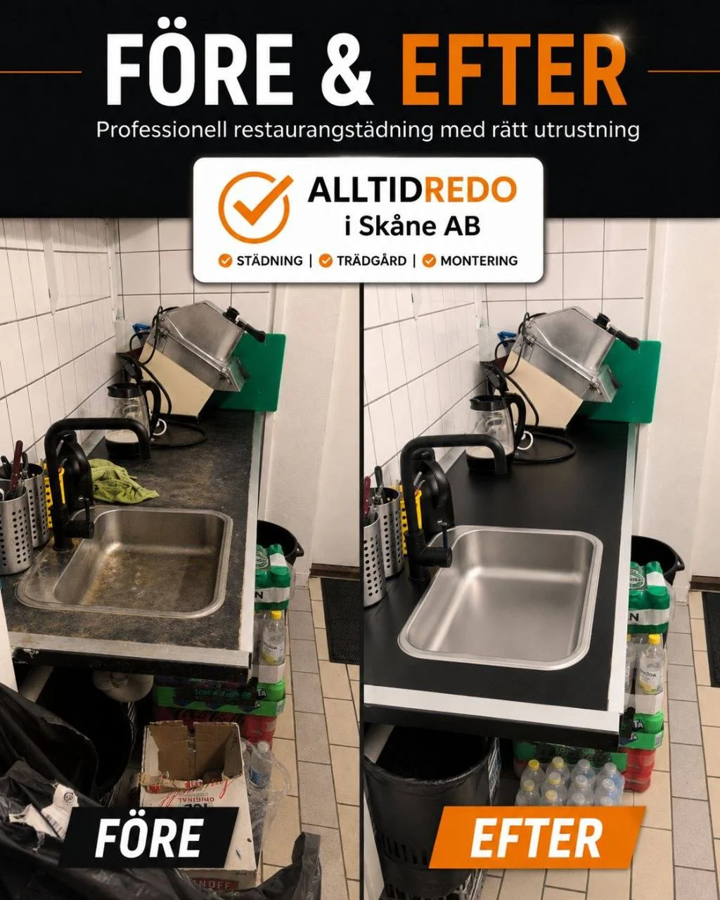 Köksrengöring – före och efter, bilder från Alltid Redos arkiv